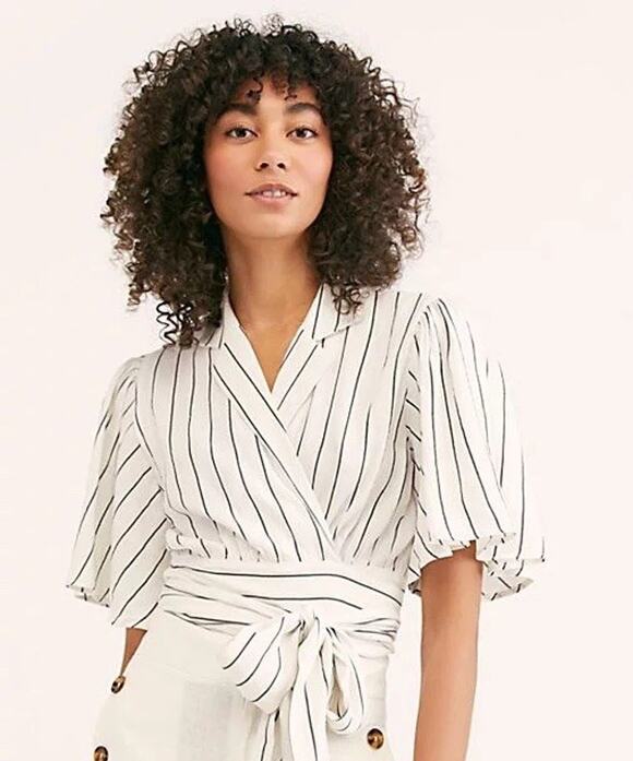 Free People Tops - Free People Women's Crop Top Striped Wrap Blouse Size XS